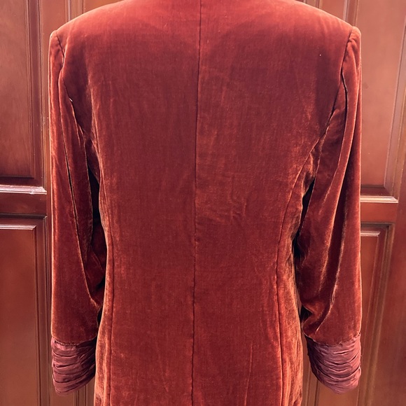 DUC LOI SILK-BRIGHT RED SILK VELVET BLAZER SIZE S - Picture 5 of 6